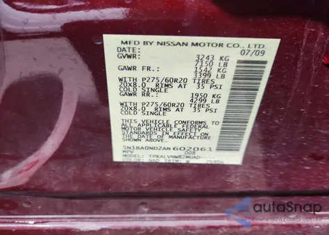 2010 Nissan Armada Se from USA, damaged, VIN 5N1BA0ND2AN602061